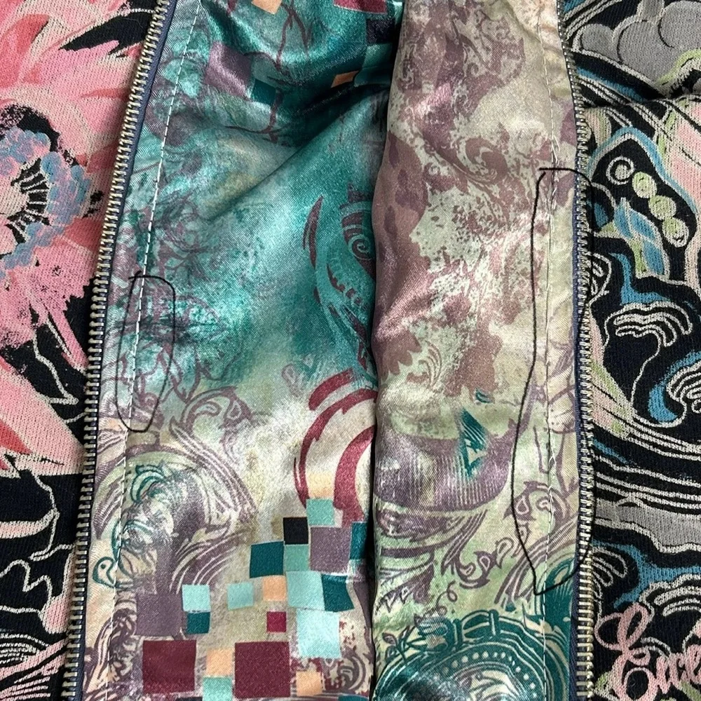 TRUE LOVE FALSE‎ IDOLS TLFI Men XL Erotic City Print Reversible Zip Hoodie Y2K